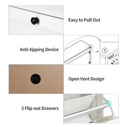 3-Drawer Space-Saving Shoe Cabinet, Covered Shoe Storage for Entryway detail image - detail view 14