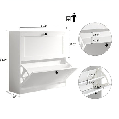 3-Drawer Space-Saving Shoe Cabinet, Covered Shoe Storage for Entryway detail image - detail view 5