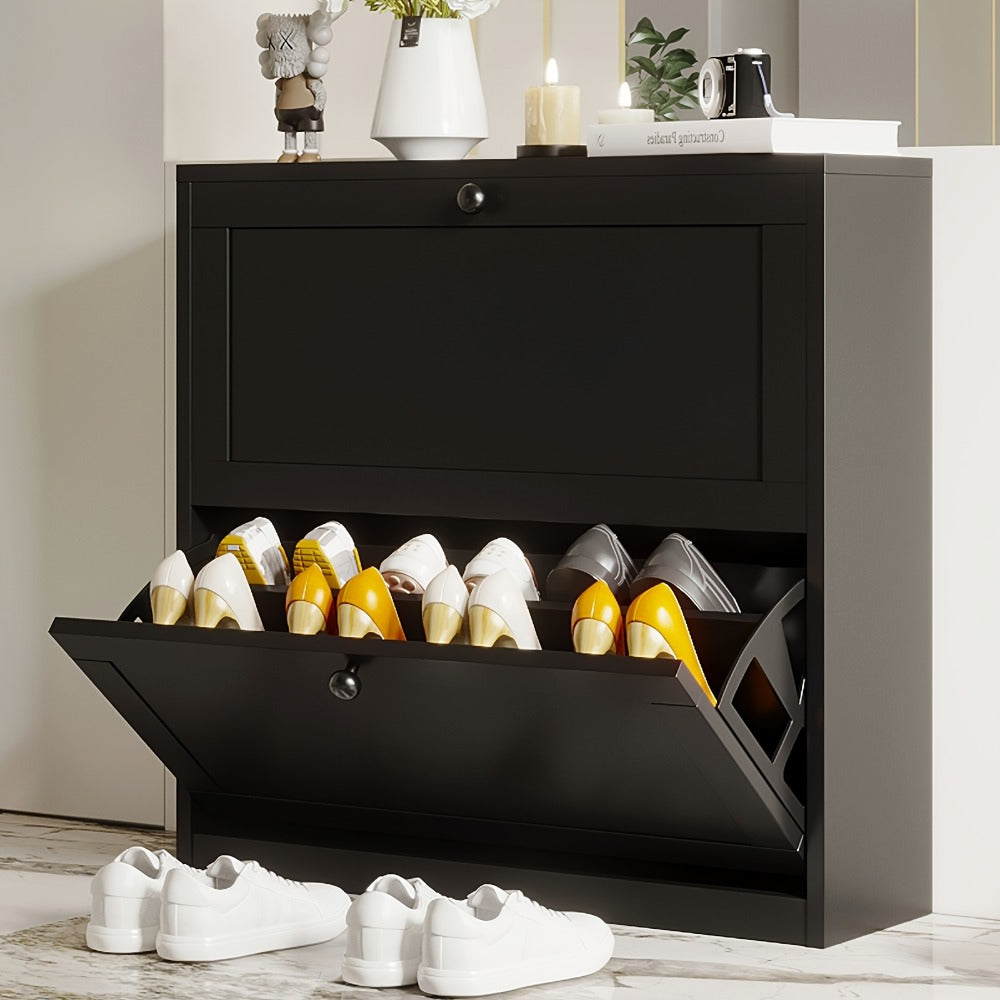 3-Drawer Space-Saving Shoe Cabinet, Covered Shoe Storage for Entryway detail image - detail view 6