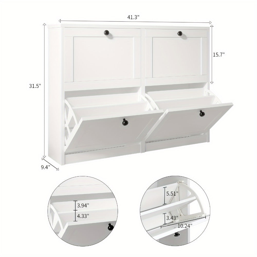 3-Drawer Space-Saving Shoe Cabinet, Covered Shoe Storage for Entryway detail image - detail view 7