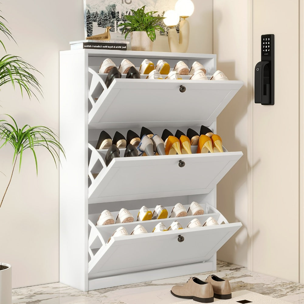 Shoe Cabinet, Flip Drawer 2 & 3 Drawer Shoe Organizer with Tilt-Out Doors, Space-Saving shown in the main product view