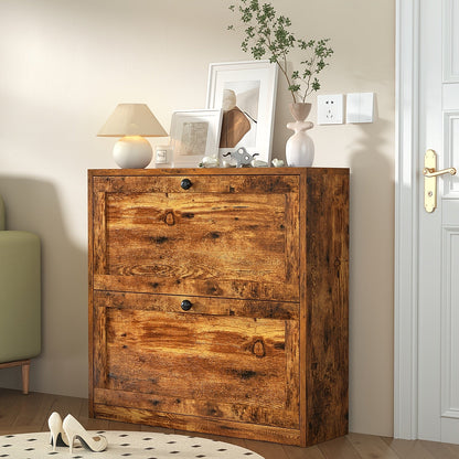 Shoe Cabinet shown in the Rustic Brown, 2 drawers option