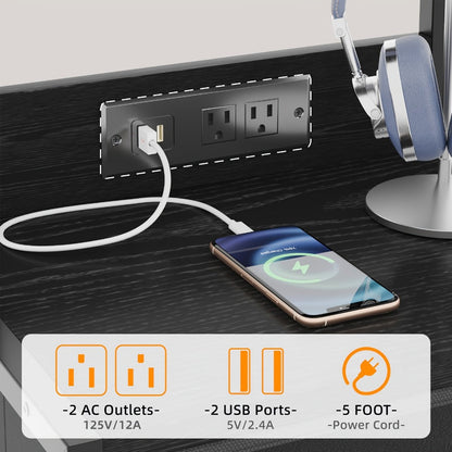 3-Drawer Tall Nightstand with Charging Station and LED Lighting detail image - detail view 10