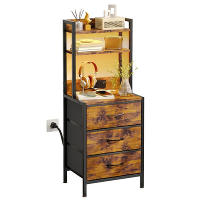 3-Drawer Tall Nightstand with Charging Station and LED Lighting detail image - detail view 5