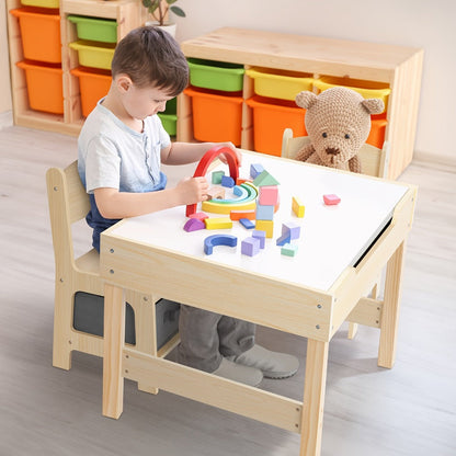 3-in-1 Double-Sided Kids Table And Chair Set with Solid Wood Construction for Kids' Room detail image - detail view 10