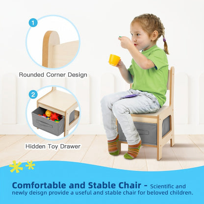 3-in-1 Double-Sided Kids Table And Chair Set with Solid Wood Construction for Kids' Room detail image - detail view 4