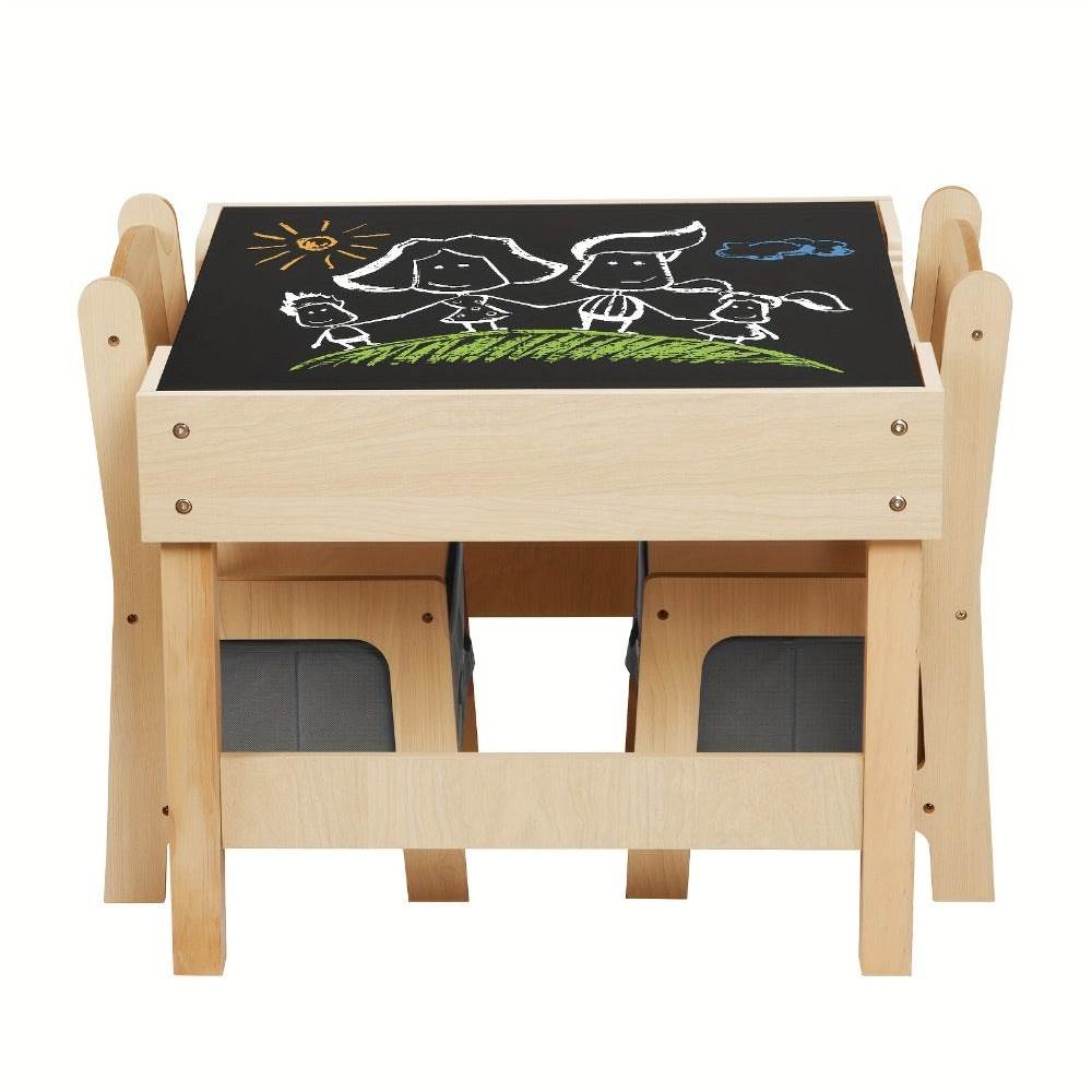 3-in-1 Double-Sided Kids Table And Chair Set with Solid Wood Construction for Kids' Room detail image - detail view 7