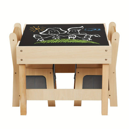 3-in-1 Double-Sided Kids Table And Chair Set with Solid Wood Construction for Kids' Room detail image - detail view 7