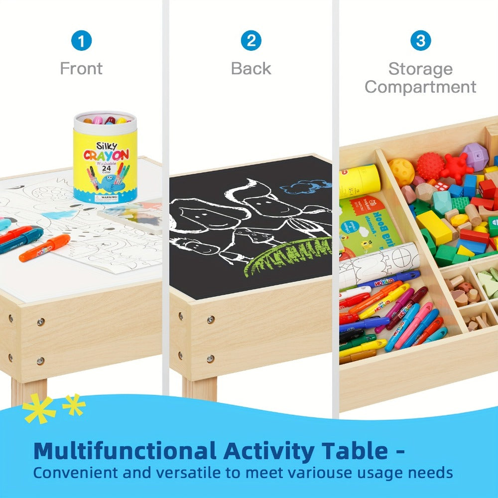 3-in-1 Double-Sided Kids Table And Chair Set with Solid Wood Construction for Kids' Room detail image - detail view 8