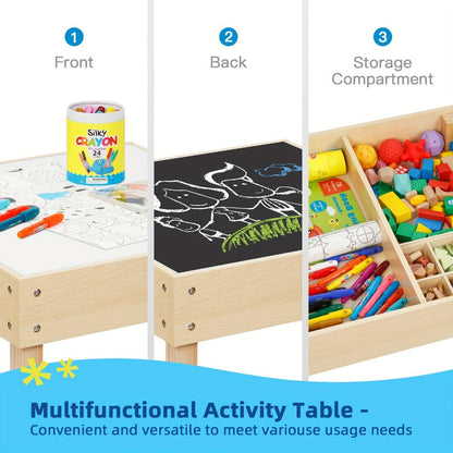 3-in-1 Double-Sided Kids Table And Chair Set with Solid Wood Construction for Kids' Room detail image - detail view 8