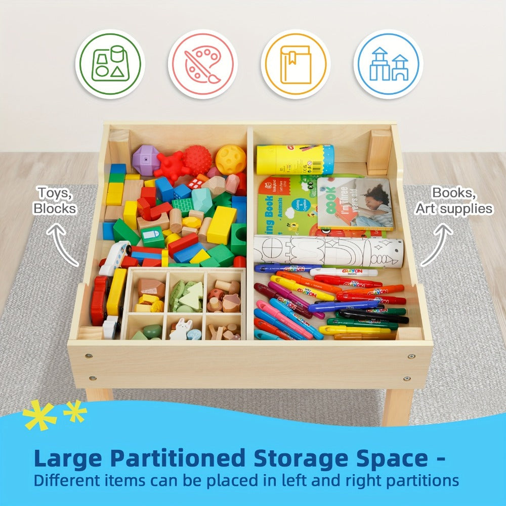 3-in-1 Double-Sided Kids Table And Chair Set with Solid Wood Construction for Kids' Room detail image - detail view 9