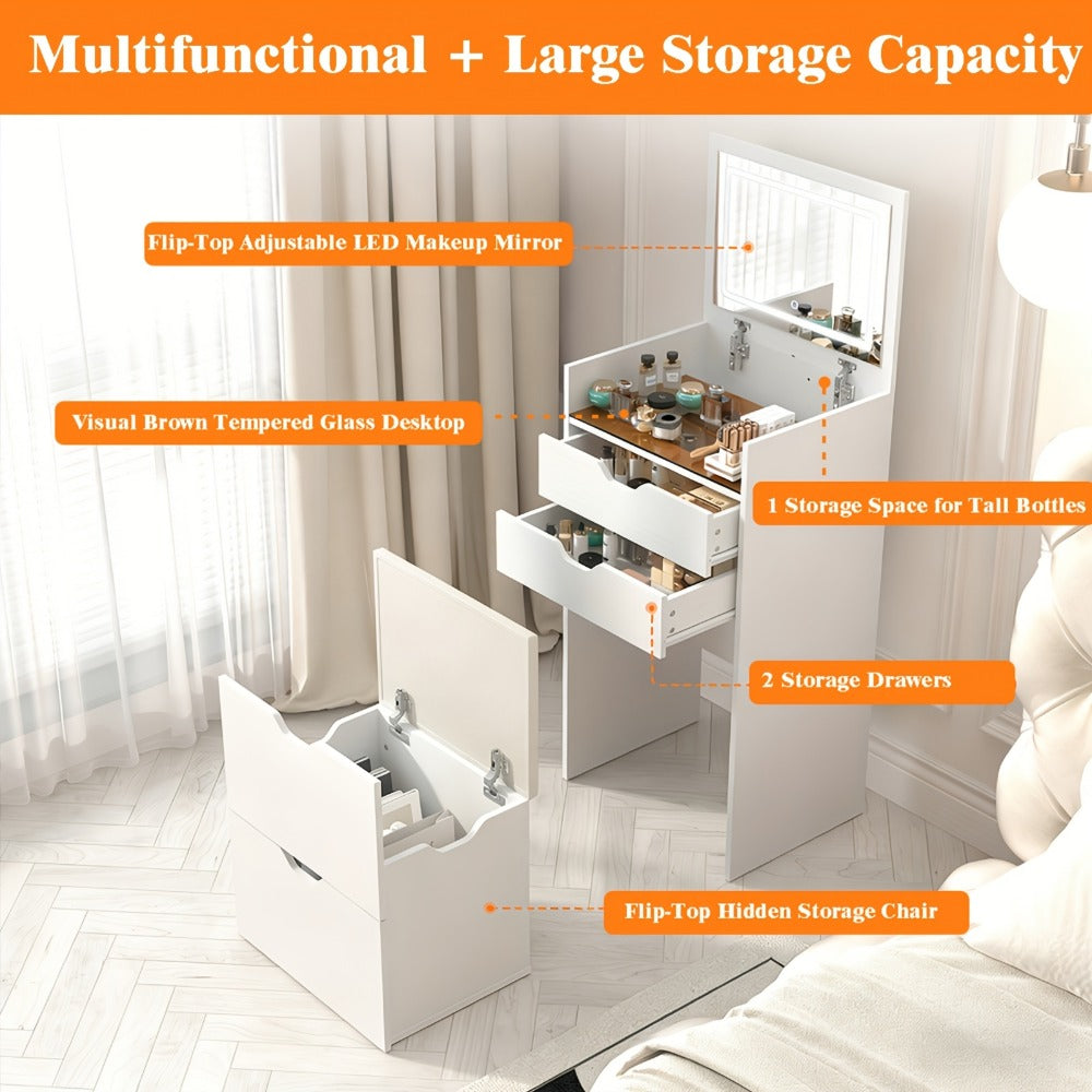 3-in-1 Makeup Vanity Desk, Bedroom Dressing Table for Dressing and Daily Routines detail image - detail view 5