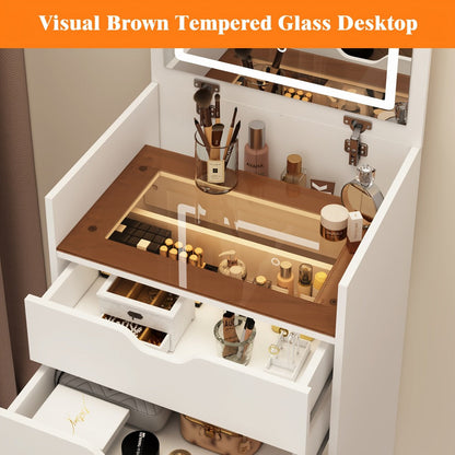 3-in-1 Makeup Vanity Desk, Bedroom Dressing Table for Dressing and Daily Routines detail image - detail view 6