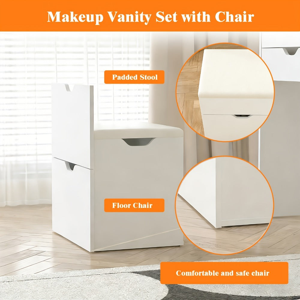 3-in-1 Makeup Vanity Desk, Bedroom Dressing Table for Dressing and Daily Routines detail image - detail view 7