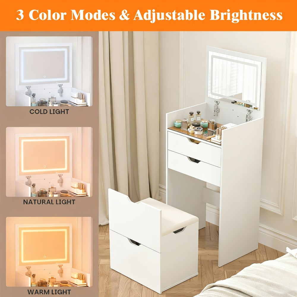 3-in-1 Makeup Vanity Desk, Bedroom Dressing Table for Dressing and Daily Routines detail image - detail view 8