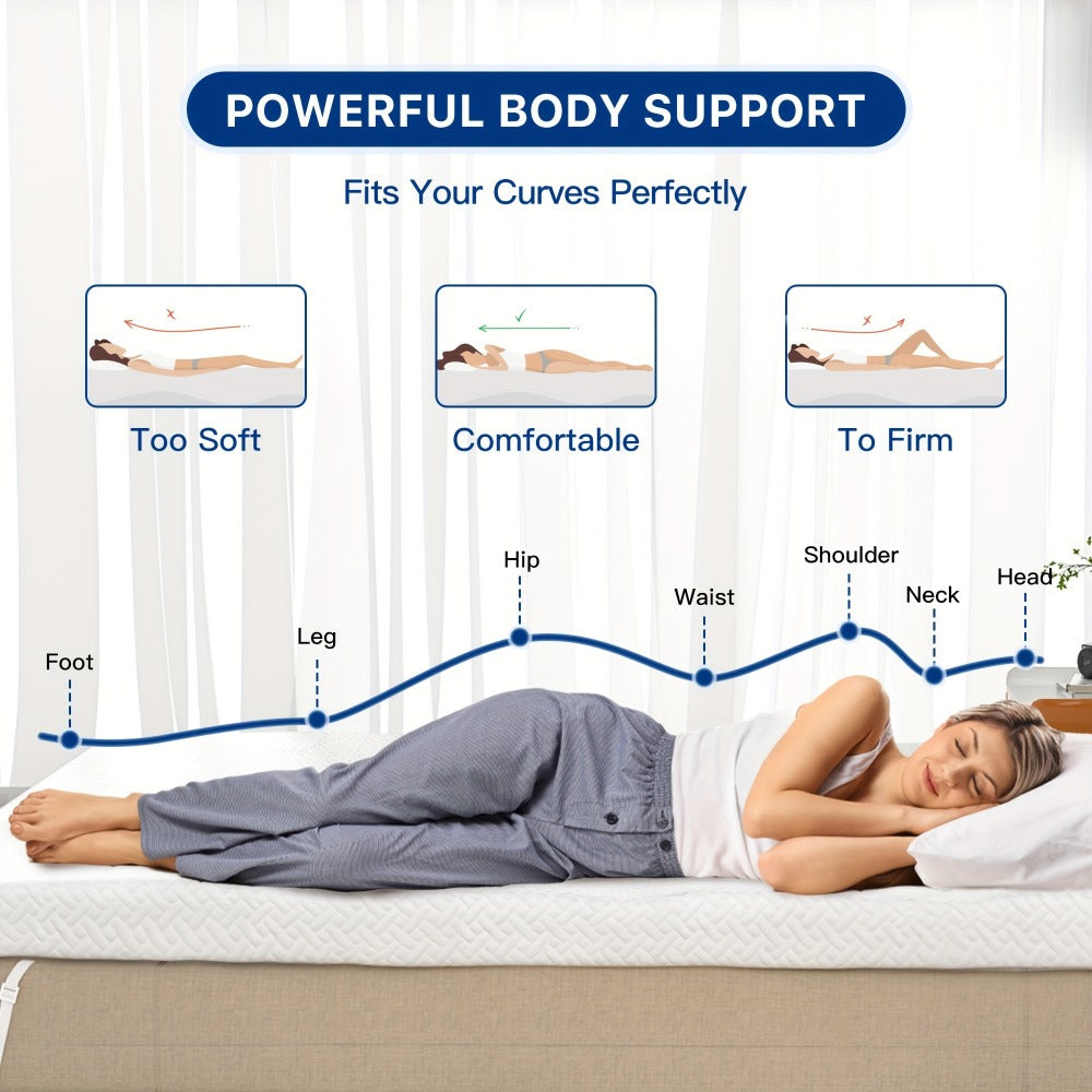 3-Inch Mattress Topper with Memory Foam, Bed Mattress Pad for Bedroom detail image - detail view 12