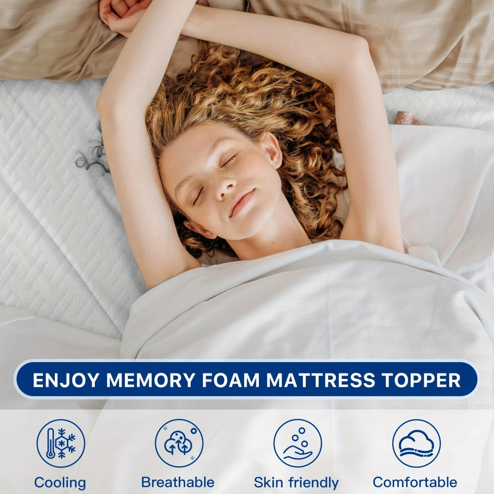 3-Inch Mattress Topper with Memory Foam, Bed Mattress Pad for Bedroom detail image - detail view 7