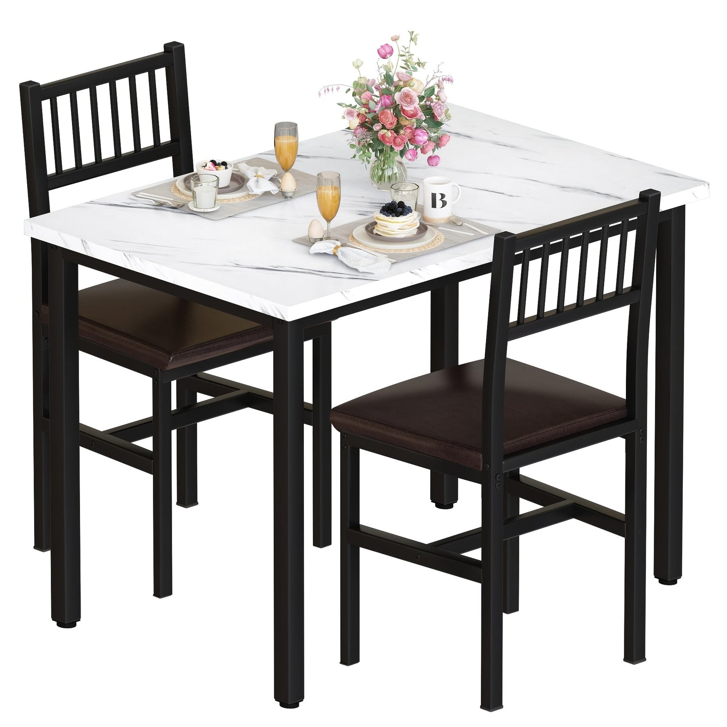 Dining Table Set shown in the Black And White Color option