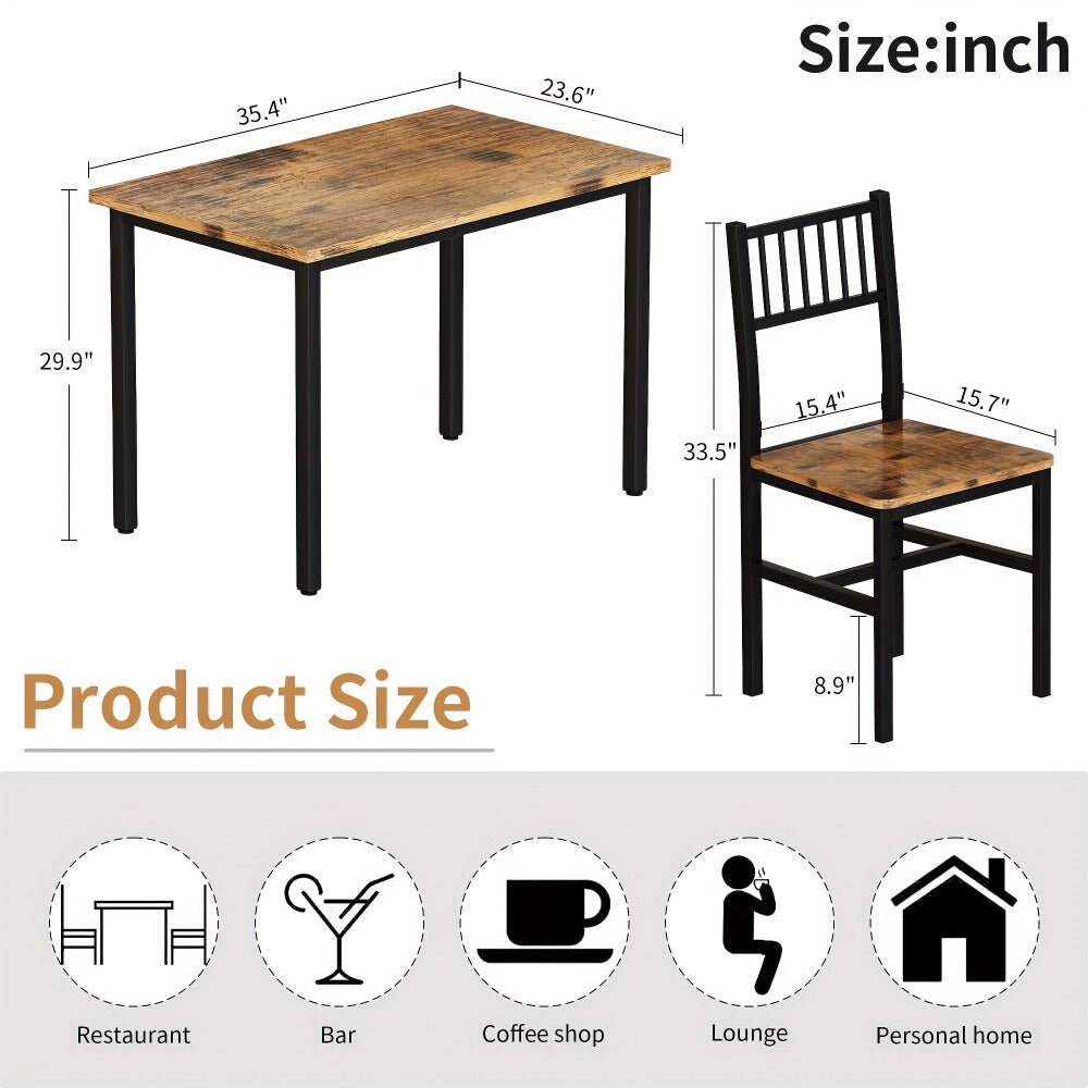 3-Piece Dining Table Set with Two Chairs Included for Work, Display, and Everyday Use detail image - detail view 10