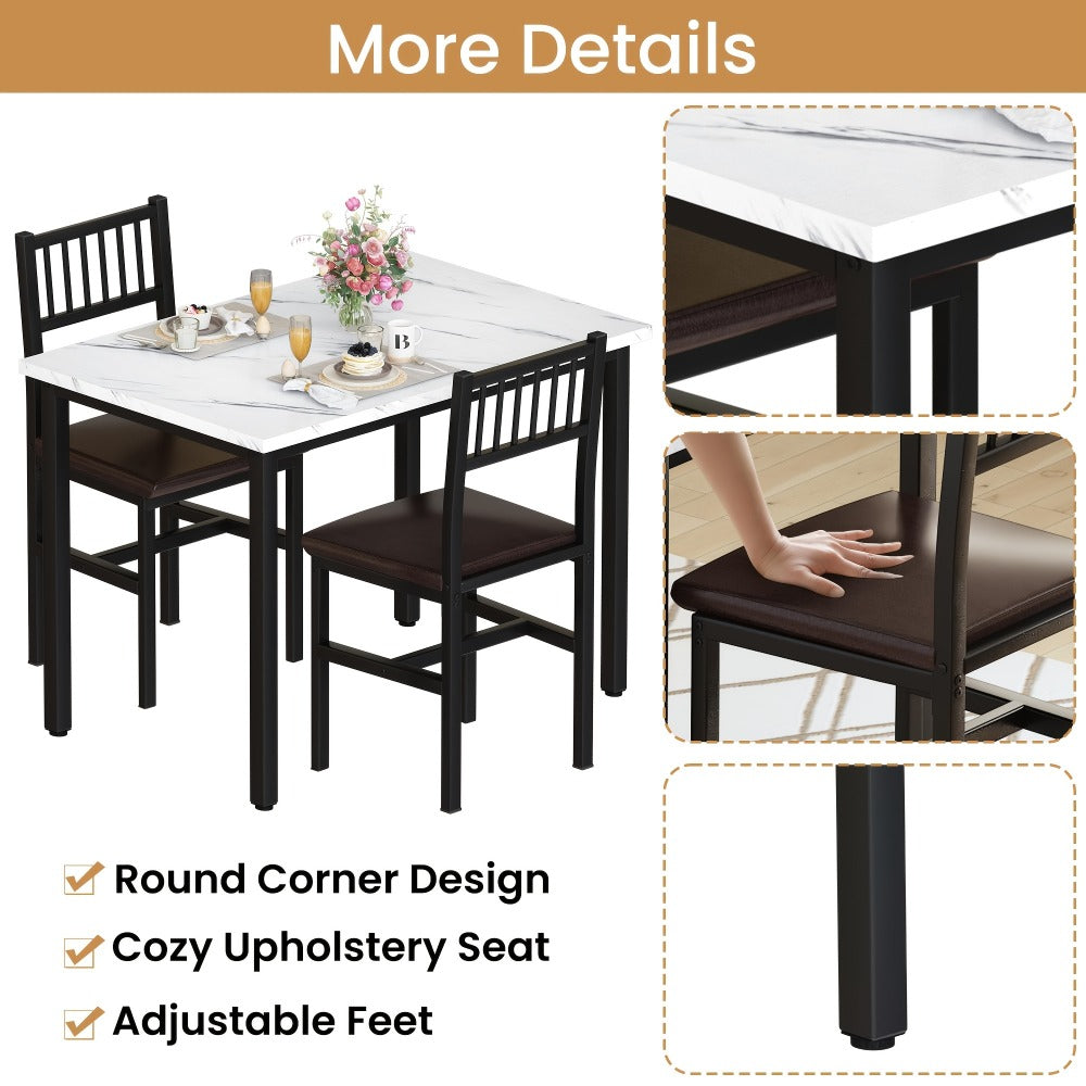 3-Piece Dining Table Set with Two Chairs Included for Work, Display, and Everyday Use detail image - detail view 24
