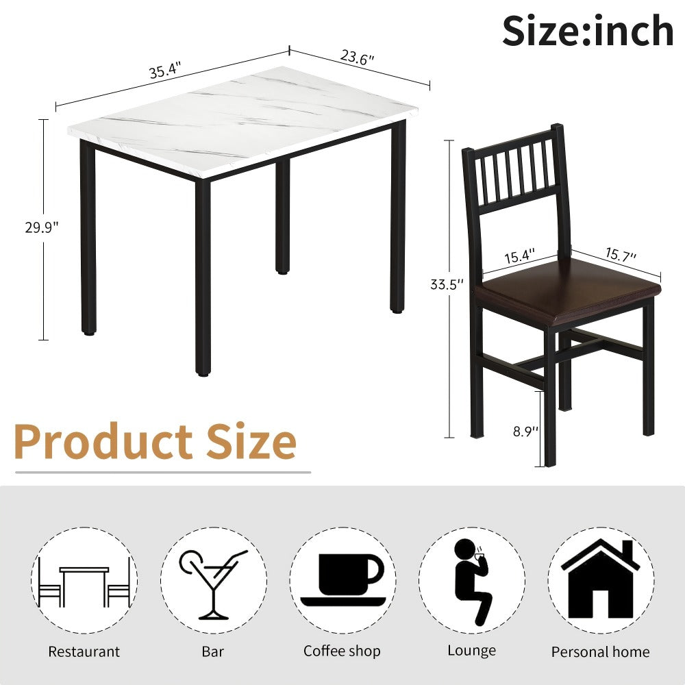 3-Piece Dining Table Set with Two Chairs Included for Work, Display, and Everyday Use detail image - detail view 25