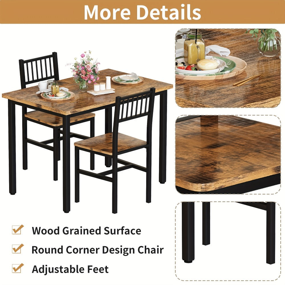 3-Piece Dining Table Set with Two Chairs Included for Work, Display, and Everyday Use detail image - detail view 9