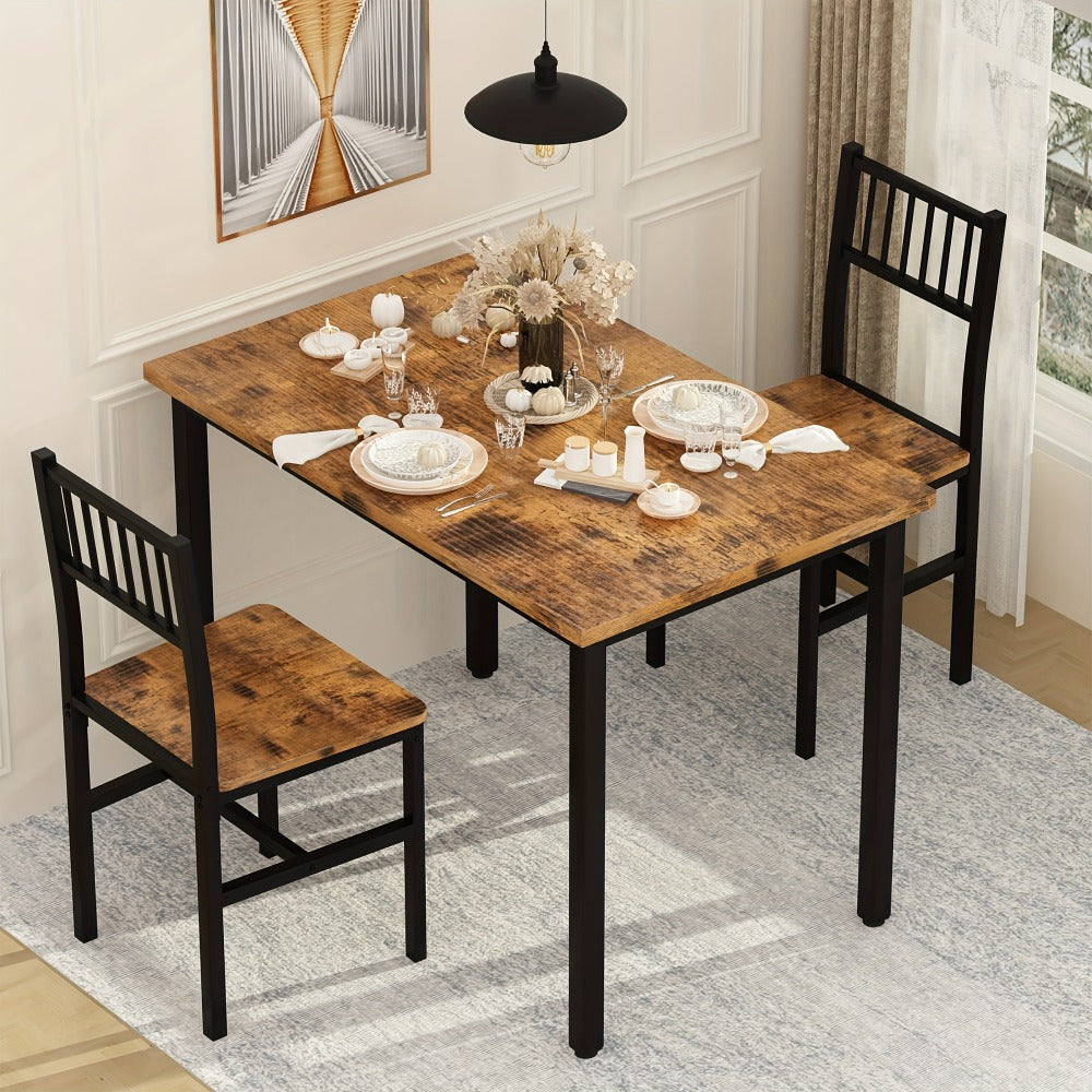 Dining Table Set, 3-Piece Small Space Dining Table & Chair Set with Ladder Back Chairs shown in the main product view