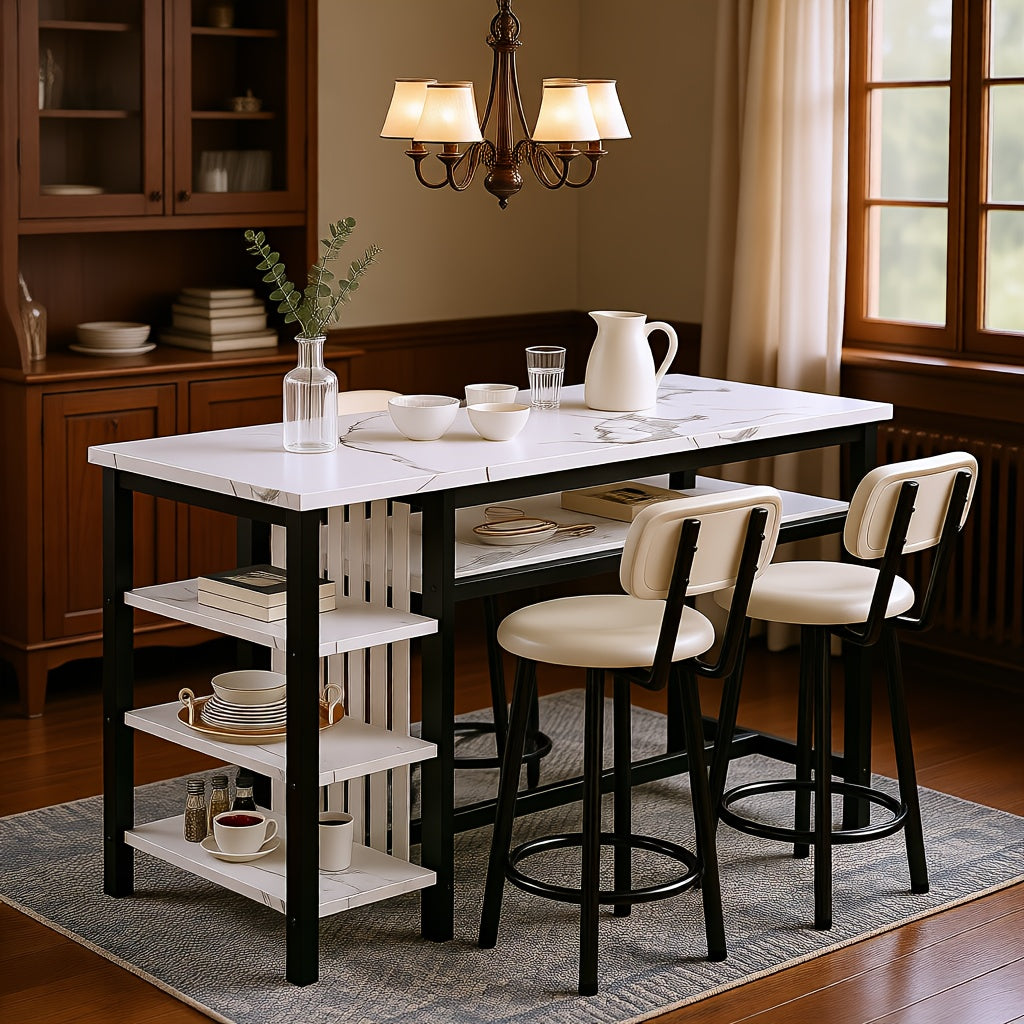 Dining Table Sets and Breakfast Nook Sets shown in the Marble White/Black option