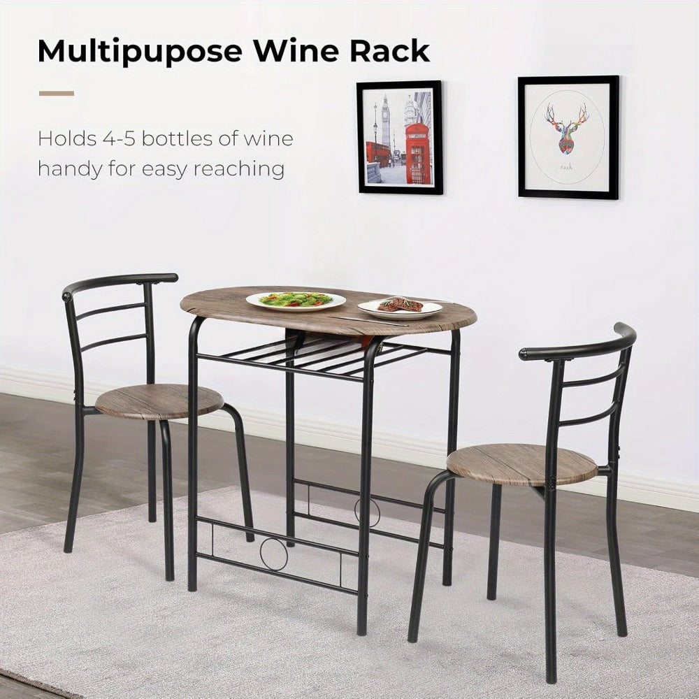 3-Piece Metal Dining Table Set with Two Chairs Included for Kitchen detail image - detail view 10