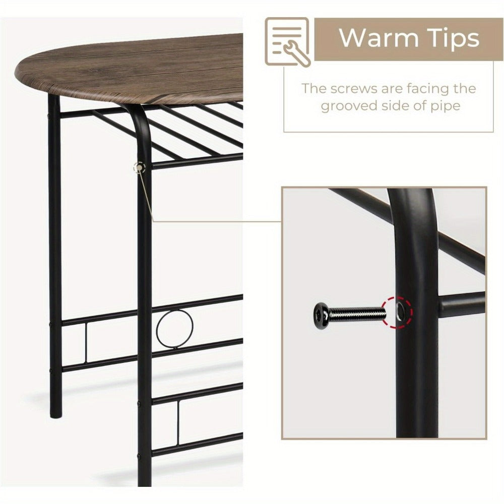 3-Piece Metal Dining Table Set with Two Chairs Included for Kitchen detail image - detail view 14