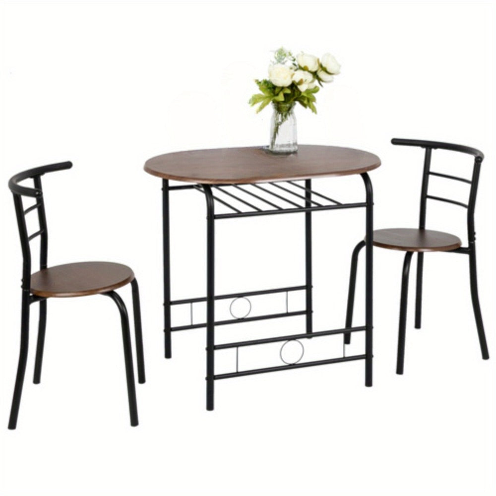 3-Piece Metal Dining Table Set with Two Chairs Included for Kitchen detail image - detail view 15