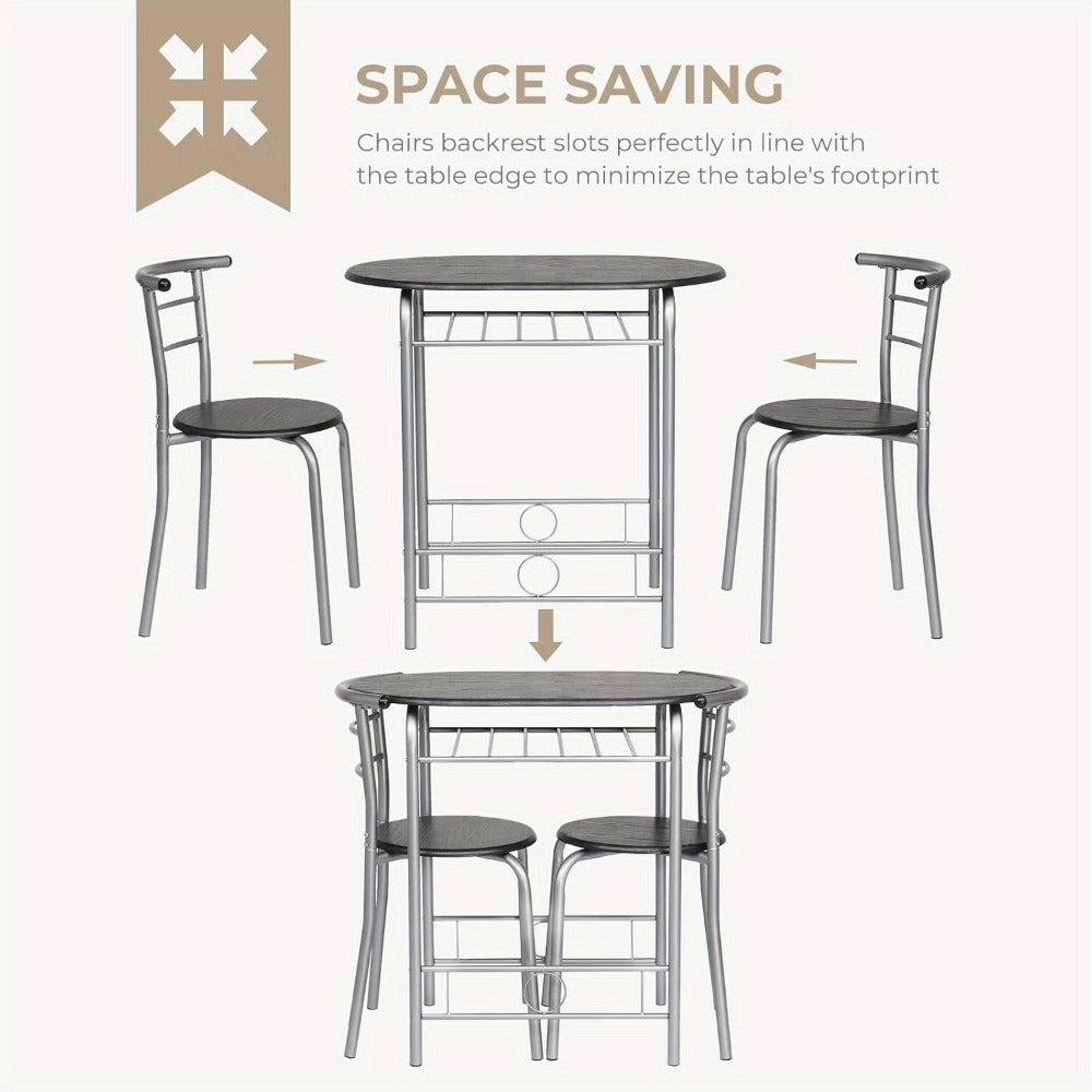 3-Piece Metal Dining Table Set with Two Chairs Included for Kitchen detail image - detail view 18