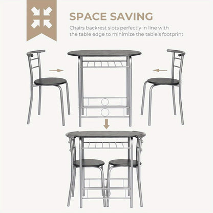 3-Piece Metal Dining Table Set with Two Chairs Included for Kitchen detail image - detail view 18