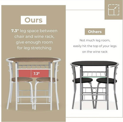 3-Piece Metal Dining Table Set with Two Chairs Included for Kitchen detail image - detail view 19