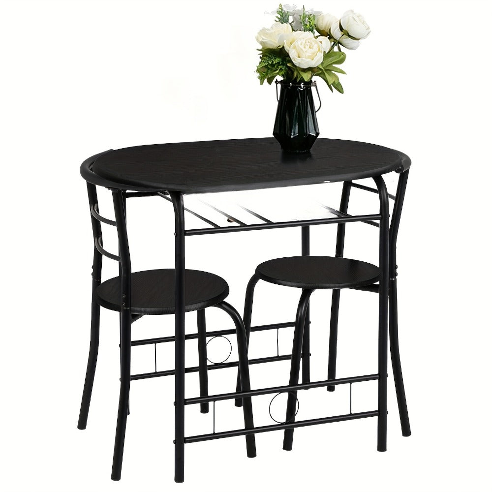 3-Piece Metal Dining Table Set with Two Chairs Included for Kitchen detail image