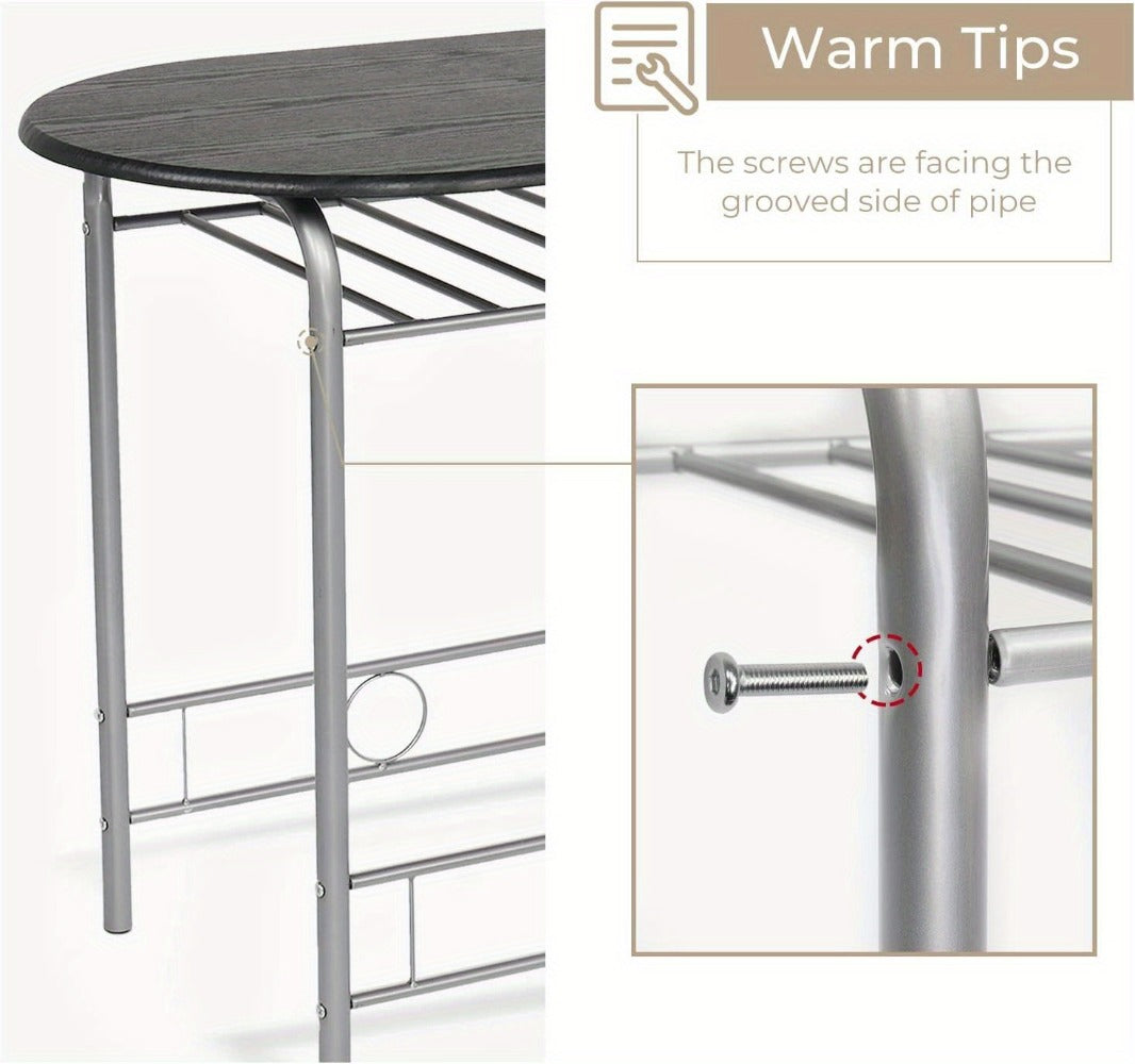 3-Piece Metal Dining Table Set with Two Chairs Included for Kitchen detail image - detail view 21
