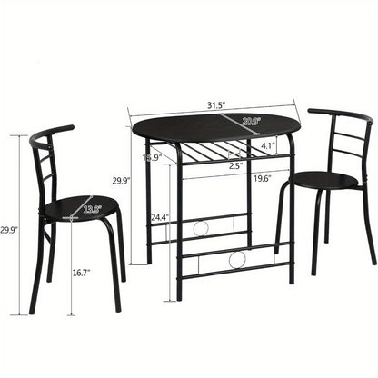 3-Piece Metal Dining Table Set with Two Chairs Included for Kitchen detail image - detail view 6