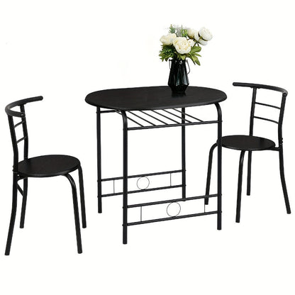 Dining Table Set, 3 Piece for 2 Small Kitchen Table and 2 Chairs with Wine Rack Metal shown in the main product view