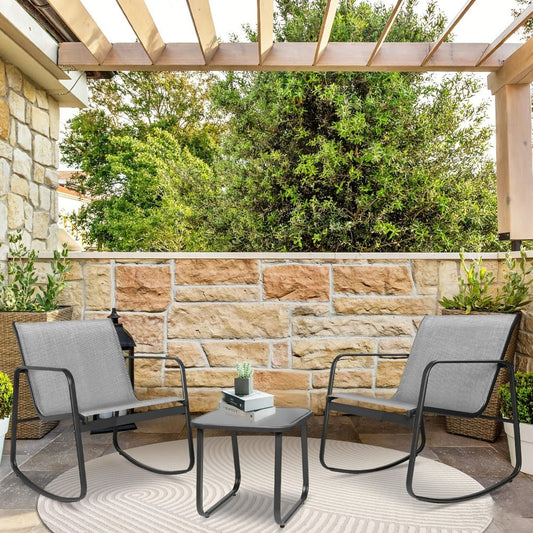 Outdoor Bistro Set, 3-Piece Outdoor Rocking Bistro Set with Patio Rocking Chairs & shown in the main product view
