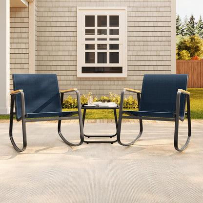 Patio Rocking Chair Set shown in the Blue option