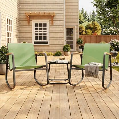 Patio Rocking Chair Set shown in the Brown option