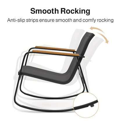 3-Piece Patio Rocking Chair Set with Side Table and Armrests detail image - detail view 13
