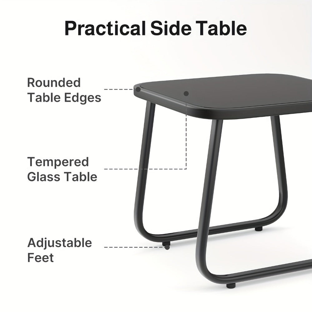 3-Piece Patio Rocking Chair Set with Side Table and Armrests detail image - detail view 14