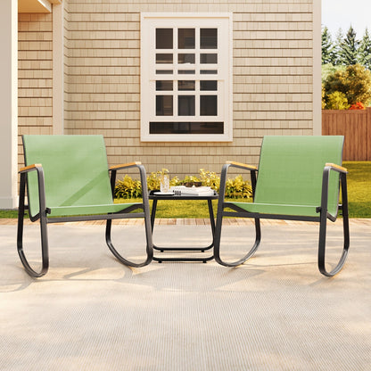 Patio Rocking Chair Set shown in the Green option