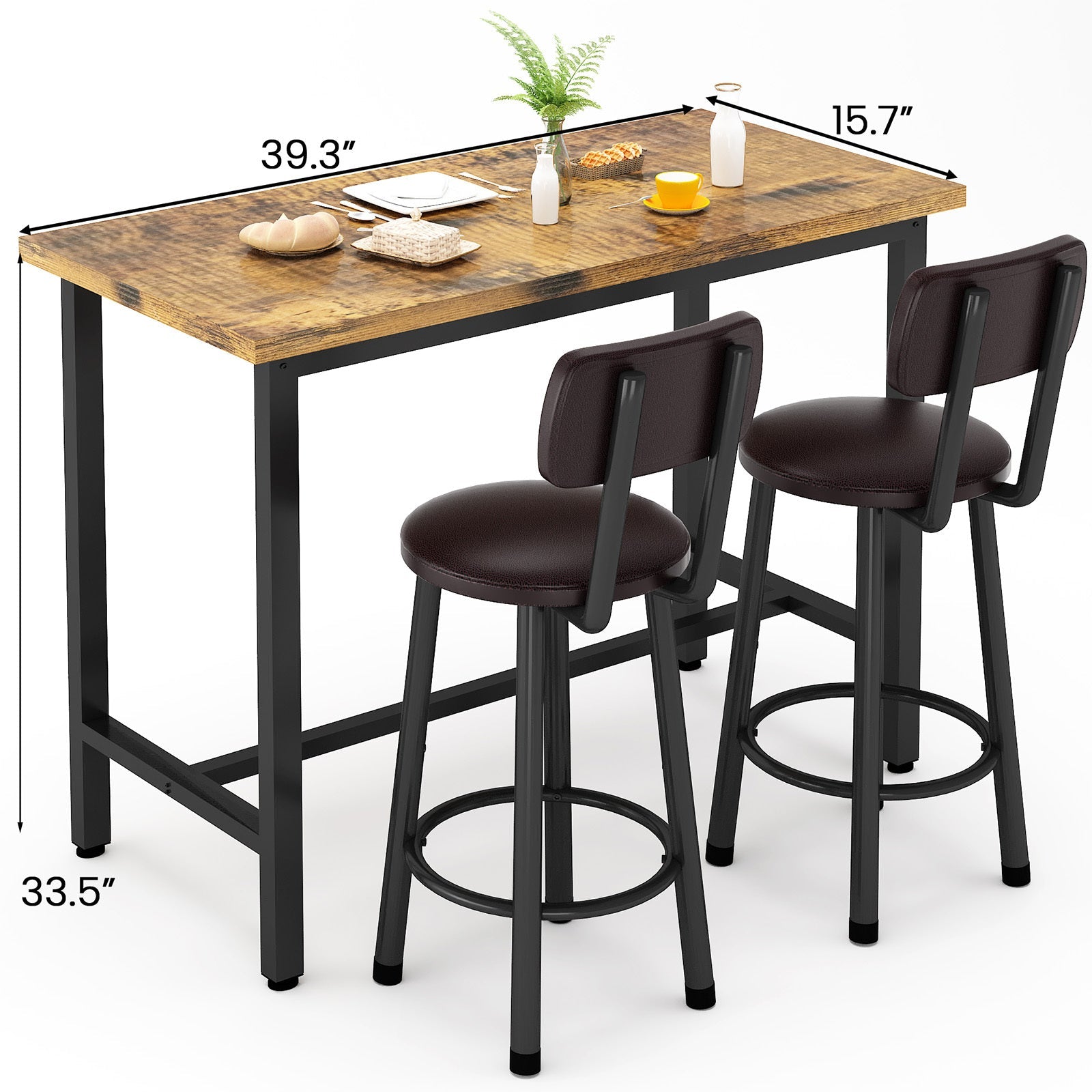 3-Piece Pub Dining Sets And Bar Table Sets for Kitchen and Living Room detail image - detail view 10