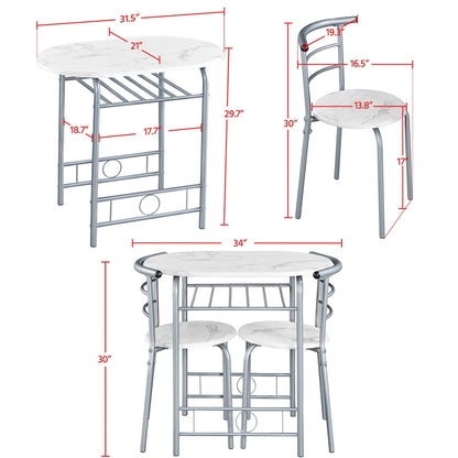 3-Piece Round Dining Table Set with Two Chairs Included and Waterproof Protection detail image - detail view 10