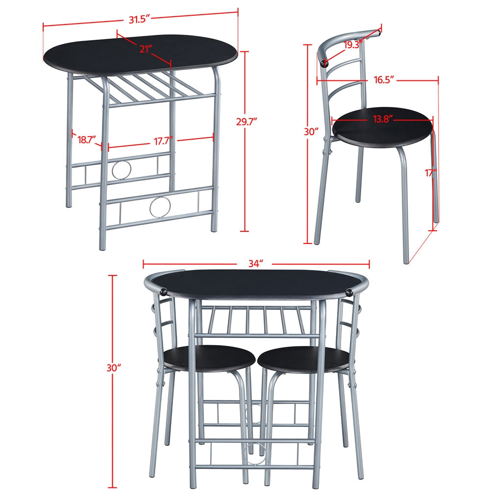 3-Piece Round Dining Table Set with Two Chairs Included and Waterproof Protection detail image