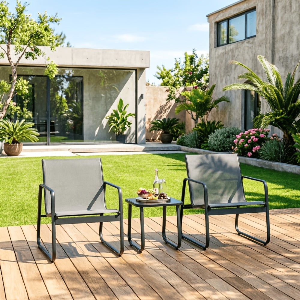 3-Piece Set Metal Patio Furniture Set with Two Chairs Included detail image - detail view 3