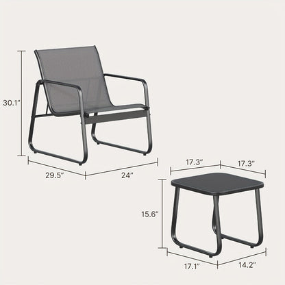 3-Piece Set Metal Patio Furniture Set with Two Chairs Included detail image - detail view 4