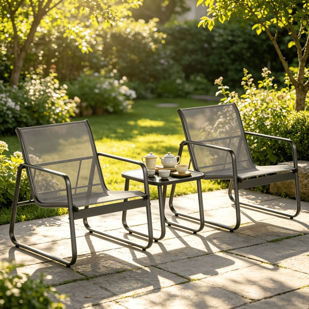 3-Piece Set Metal Patio Furniture Set with Two Chairs Included detail image - detail view 6